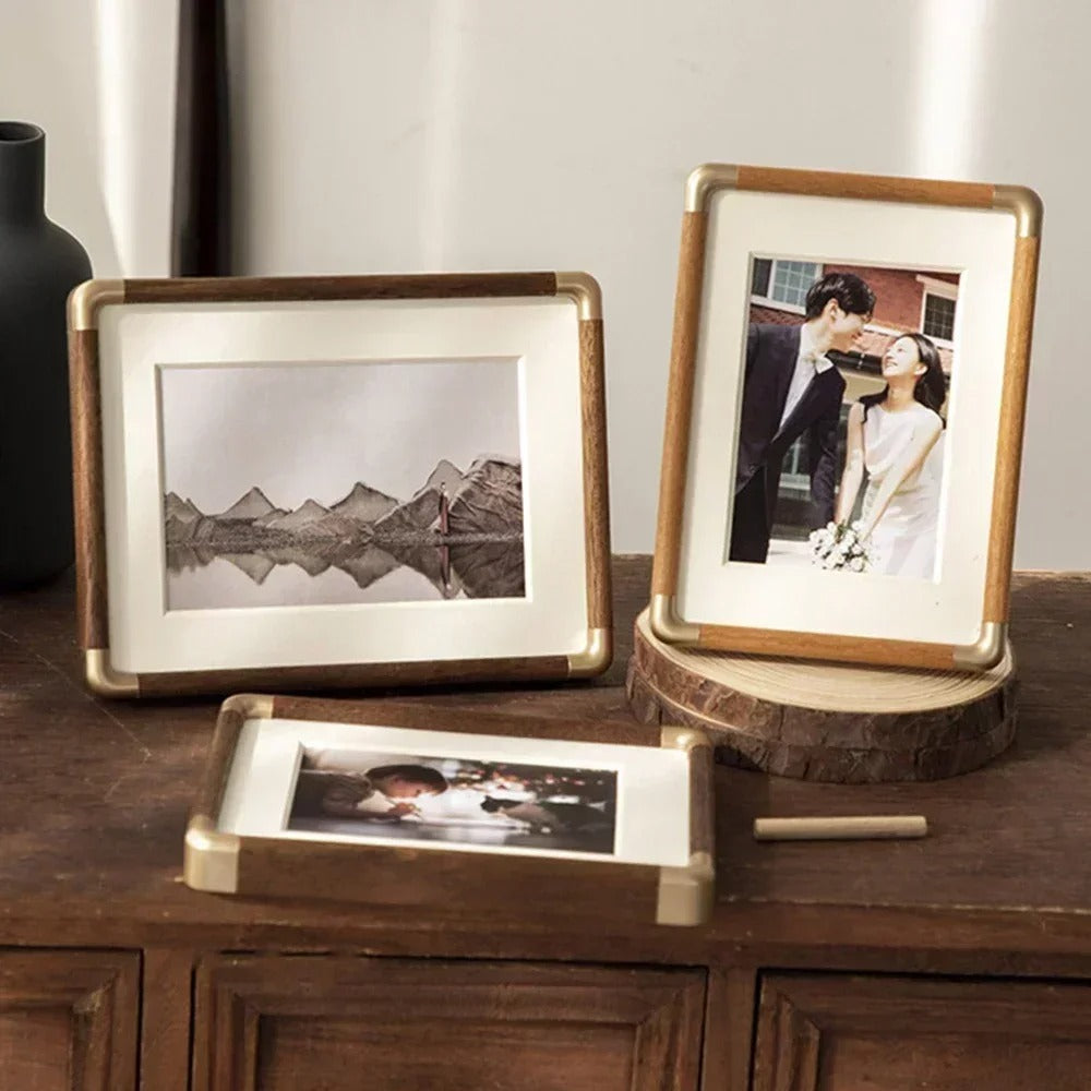 Brooks Wood and Brass Photo Frame
