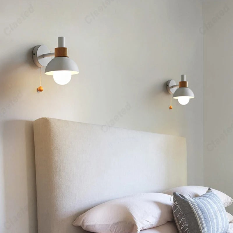Wood Accent Pull-Switch Wall Lamp