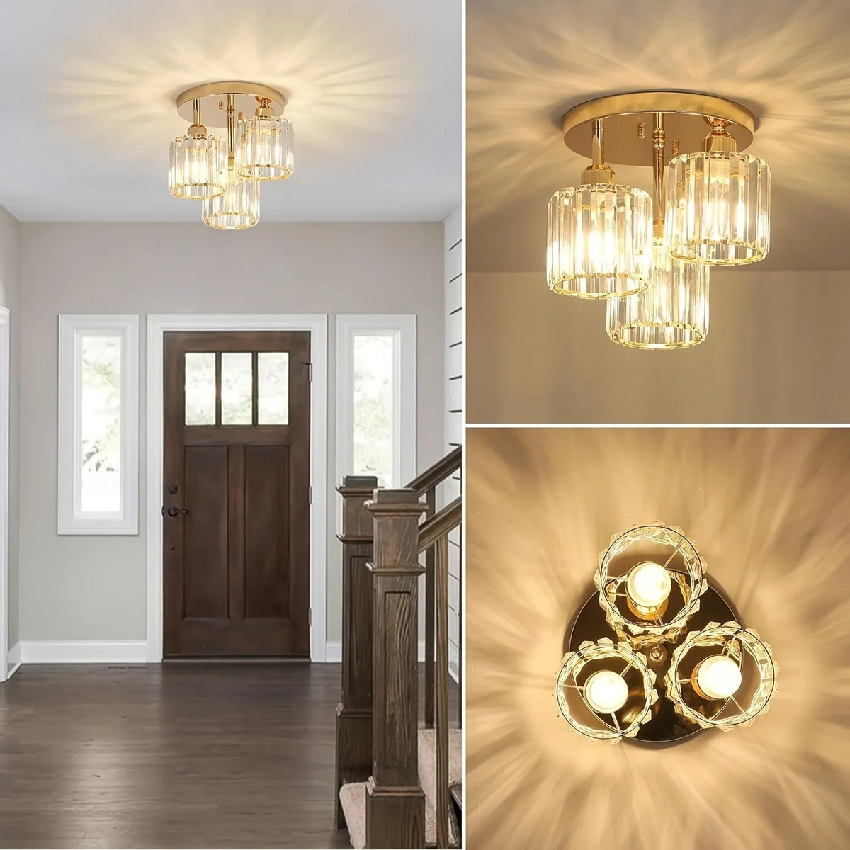 Crystal 3-Light Semi Flush Mount
