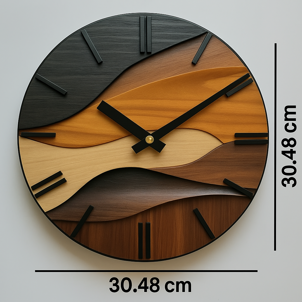 Artistic Faux Wood Wall Clock